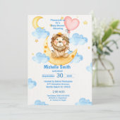 Cute Waterverf King Lion Blue Roze Kaart (Staand voorkant)