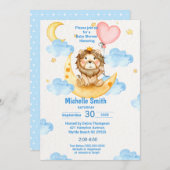 Cute Waterverf King Lion Blue Roze Kaart (Voorkant / Achterkant)