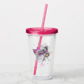 Cute Waterverf Kitten Acryl Drinkbeker (Achterkant)