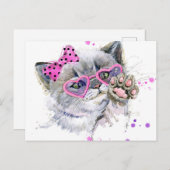 Cute Waterverf Kitten Briefkaart (Voorkant / Achterkant)