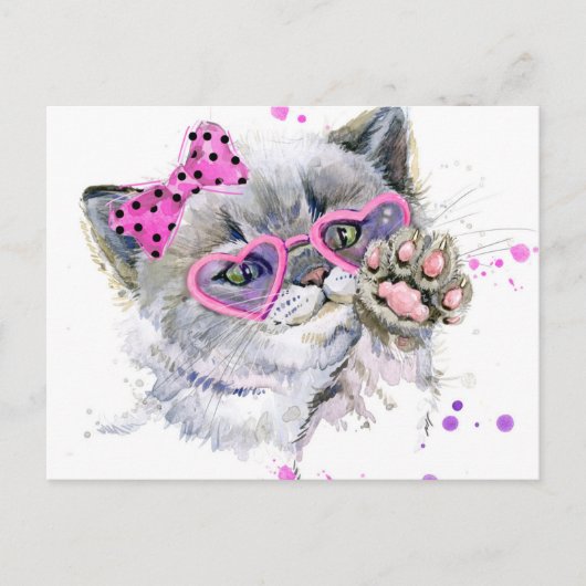Cute Waterverf Kitten Briefkaart (Voorkant)