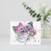 Cute Waterverf Kitten Briefkaart (Staand voorkant)