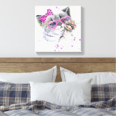 Cute Waterverf Kitten Canvas Afdruk (Insitu (Slaapkamer))