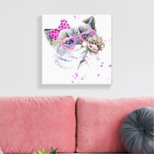 Cute Waterverf Kitten Canvas Afdruk (Insitu (Woonkamer))