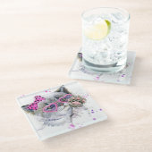 Cute Waterverf Kitten Glazen Onderzetter (Schuin)