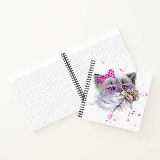 Cute Waterverf Kitten Notitieboek (Binnen)