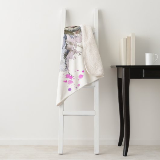 Cute Waterverf Kitten Sherpa Deken (In situ)