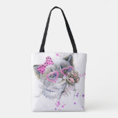 Cute Waterverf Kitten Tote Bag (Achterkant)