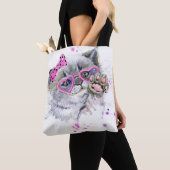 Cute Waterverf Kitten Tote Bag (Dichtbij)