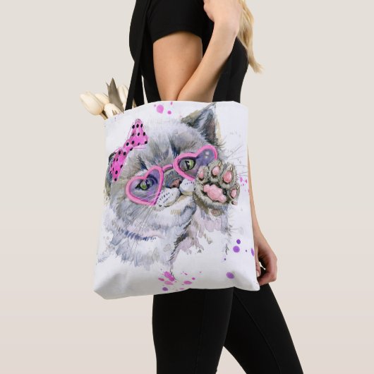 Cute Waterverf Kitten Tote Bag (Dichtbij)