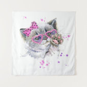 Cute Waterverf Kitten Wandkleed (Voorkant)