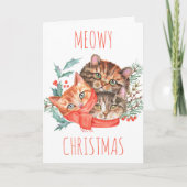 Cute Waterverf Kittens Meowy kerstkaart Bedankkaart (Voorkant)