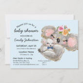Cute Waterverf Koala Blue Baby shower Uitnodiging (Voorkant)