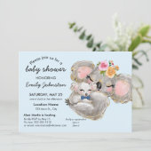 Cute Waterverf Koala Blue Baby shower Uitnodiging (Staand voorkant)