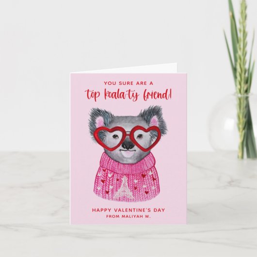 Cute Waterverf Koala Kinder Valentijnsdag Card Feestdagen Kaart (Voorkant)