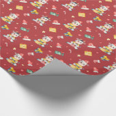 Cute Waterverf Koe Pattern op Red Kerstmis Cadeaupapier (Hoek)