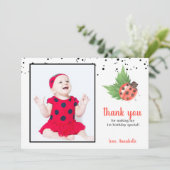 Cute Waterverf Ladybug 1st Birthday Bedankkaart (Staand voorkant)