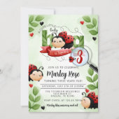 Cute Waterverf Ladybug Beetle Birthday Party Kaart (Voorkant)