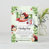 Cute Waterverf Ladybug Beetle Birthday Party Kaart (Staand voorkant)