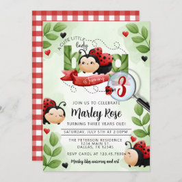 Cute Waterverf Ladybug Beetle Birthday Party Kaart