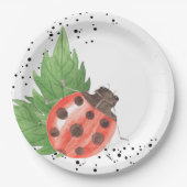 Cute Waterverf Ladybug met Polka Dots Papieren Bordje (Voorkant)