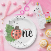 Cute Waterverf Ladybug Polka Dots 1st Birthday Papieren Bordje (Feest)