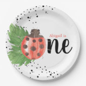 Cute Waterverf Ladybug Polka Dots 1st Birthday Papieren Bordje (Voorkant)