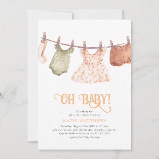 Cute Waterverf Laten we het meisje uithangen Oh Ba Kaart (Voorkant)