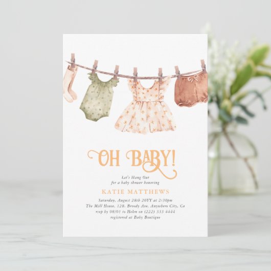 Cute Waterverf Laten we het meisje uithangen Oh Ba Kaart (Staand voorkant)