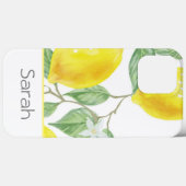 Cute Waterverf Leaves Lemon Monogrammed Case-Mate iPhone Case (Achterkant (horizontaal))
