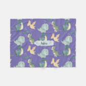 Cute Waterverf Light Paars Dinosaur Fleece Deken (Voorkant (Horizontaal))