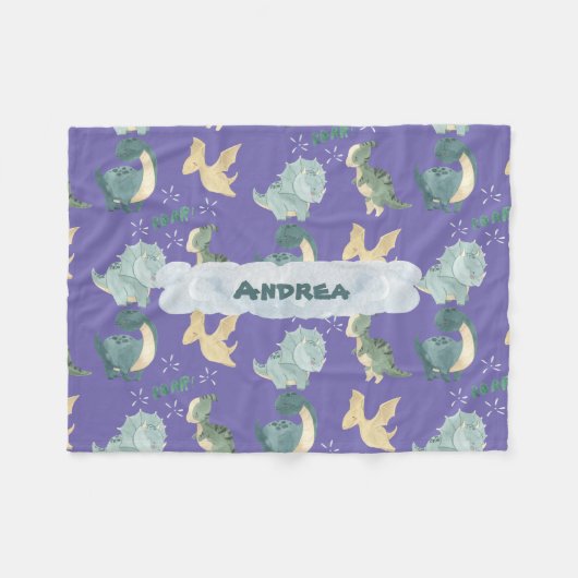 Cute Waterverf Light Paars Dinosaur Horizontal Fleece Deken (Voorkant (Horizontaal))
