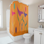 Cute Waterverf Lily Floral Douchegordijn (In situ)