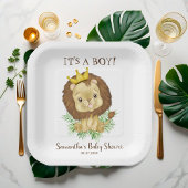 Cute Waterverf Lion Baby shower Thema Papieren Bordje