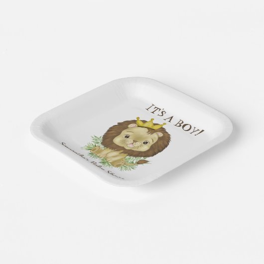 Cute Waterverf Lion Baby shower Thema Papieren Bordje (Gebogen)
