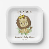 Cute Waterverf Lion Baby shower Thema Papieren Bordje (Voorkant)