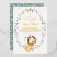 Cute Waterverf Lion Prince Baby Boy Christening