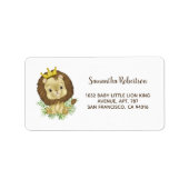Cute Waterverf Lion Safari Animal Baby shower Etiket (Voorkant)