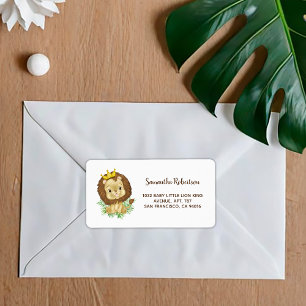 Cute Waterverf Lion Safari Animal Baby shower Etiket