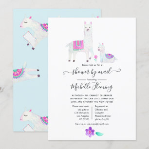 Cute Waterverf Llama - Baby shower per post Kaart