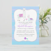 Cute Waterverf Llama - Baby shower Uitnodigen Kaart (Staand voorkant)
