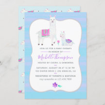 Cute Waterverf Llama - Baby shower Uitnodigen