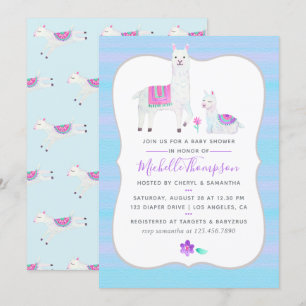 Cute Waterverf Llama - Baby shower Uitnodigen Kaart