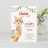 Cute Waterverf Llama Birthday Fiesta Kaart (Staand voorkant)