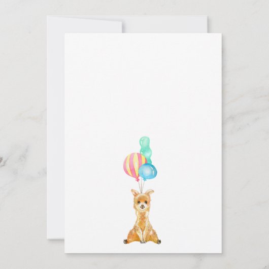 Cute Waterverf Llama Birthday Fiesta Kaart (Achterkant)