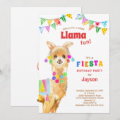 Cute Waterverf Llama Birthday Fiesta Kaart (Voorkant / Achterkant)