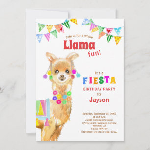 Cute Waterverf Llama Birthday Fiesta Kaart
