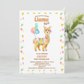 Cute Waterverf Llama Fun 1e verjaardag Uitnodiging (Staand voorkant)