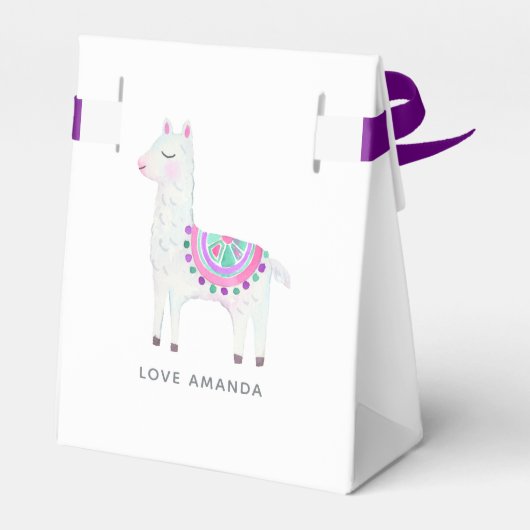 Cute Waterverf Llama met het thema Baby shower Bedankdoosjes (Achterkant)