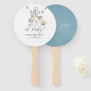 Cute Waterverf Llama met het thema Baby shower Handwaaier